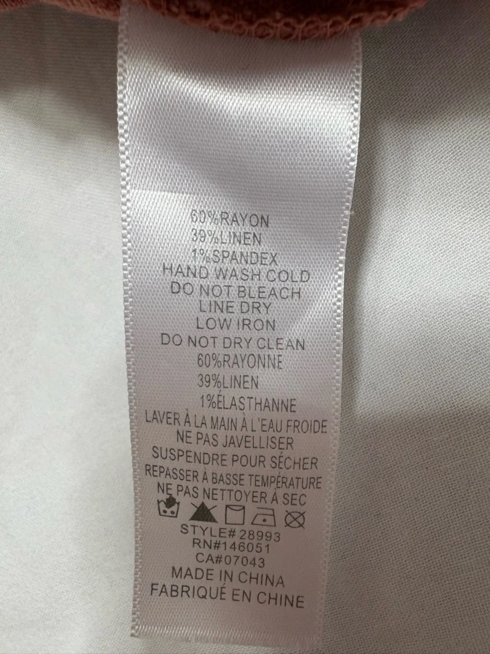 Monteau Women's linen blend orange Button-down babydoll Top - Picture 5 of 5